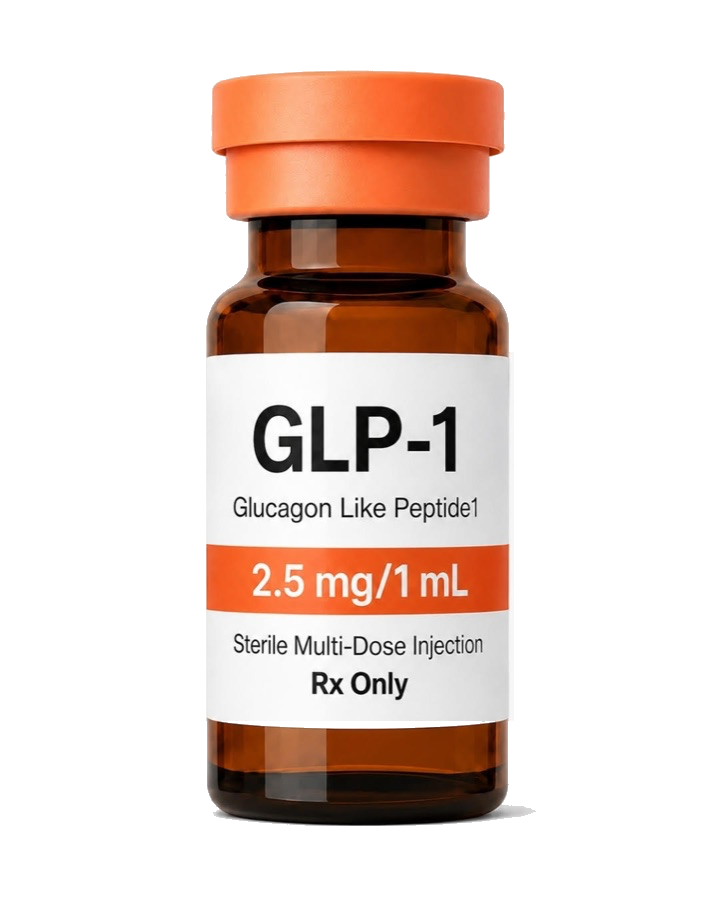 GLP-1 2.5 mg / 1 mL vial visual for the Semaglutide medication section