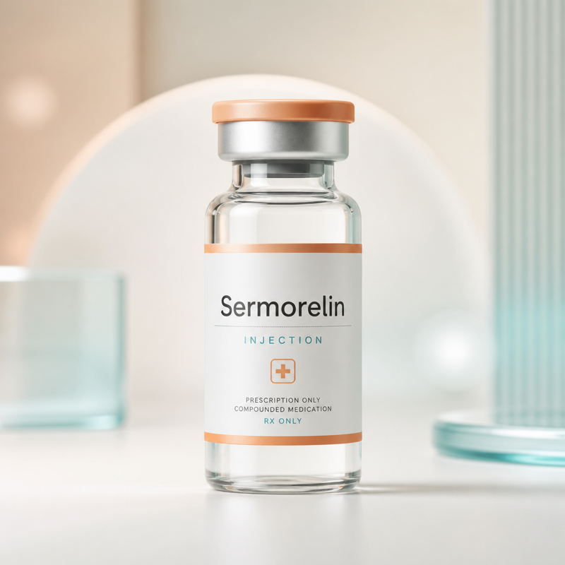 Sermorelin medication vial illustration