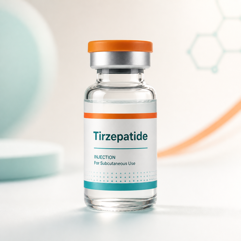 Tirzepatide medication vial illustration