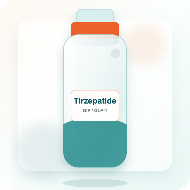 Tirzepatide medication vial illustration